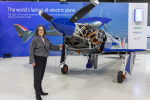 Pauline Latham OBE MP with Rolls-Royce plane