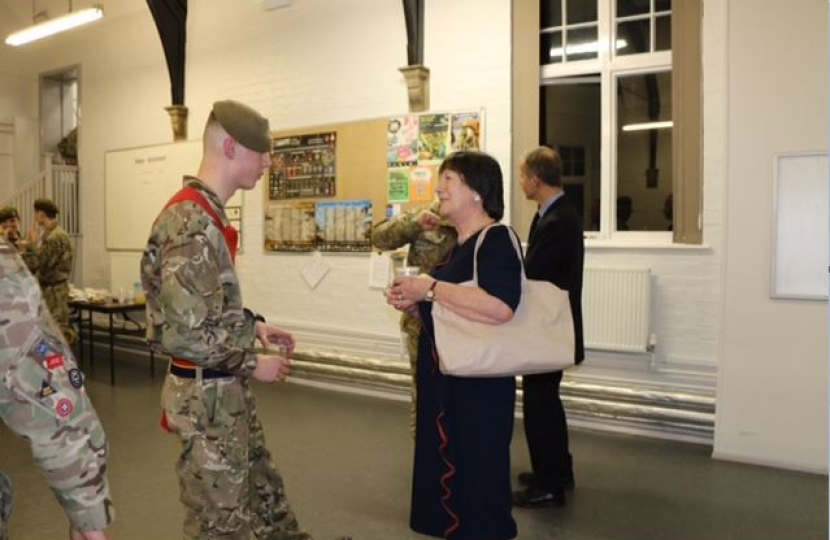 Pauline Latham OBE MP recently visits Derbyshire Army Cadet 