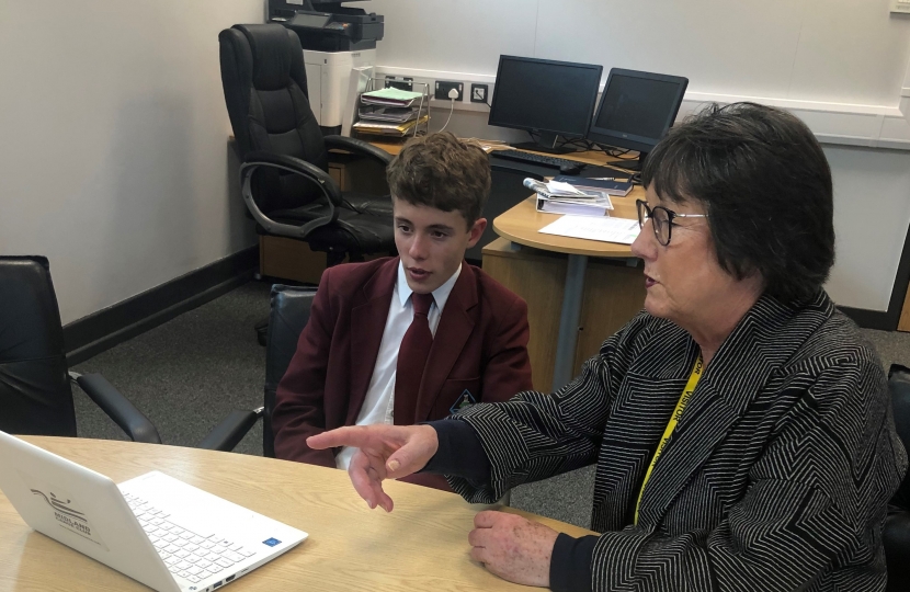 Pauline Latham visited Ecclesbourne School and met with Alex McDermotts who is a member of the Youth Parliament and is trying to promote a scheme called ‘Plastic Free Schools 