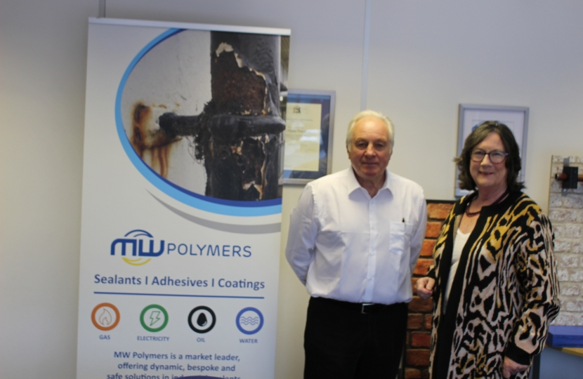 Pauline Latham OBE MP visiting MW Polymers