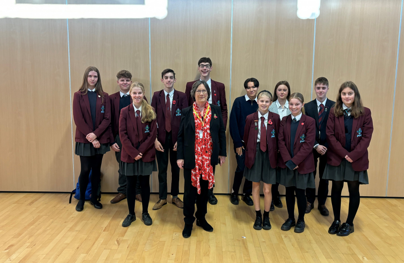 Pauline with Ecclesbourne School student ambassadors
