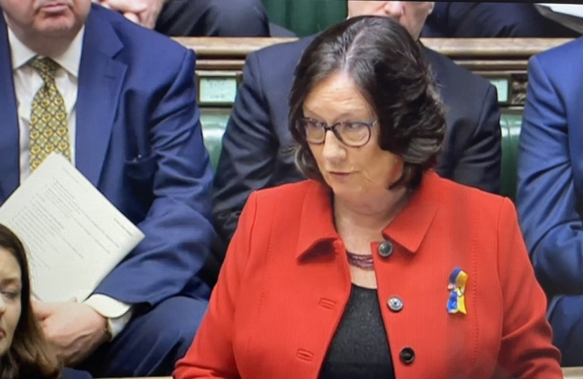 Pauline Latham OBE MP asking a question in the House of Commons