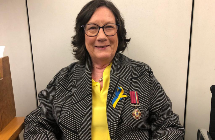 Pauline Latham OBE MP with Ukraine Medal of Freedom