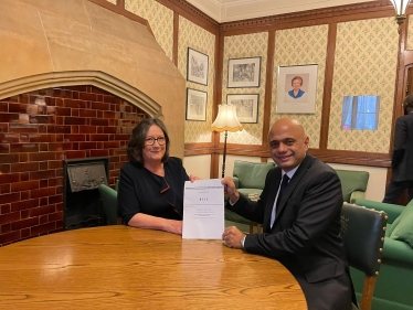 Pauline Latham OBE MP and Sajid Javid MP with Marriage Bill