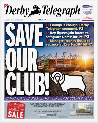 Derby County front page DT