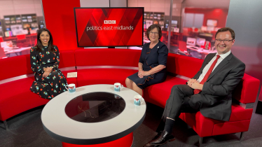 Pauline on set of BBC Politics East Midlands