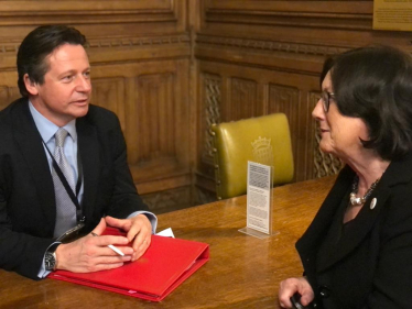 Pauline Latham OBE MP meeting Sports Minister Nigel Huddleston MP
