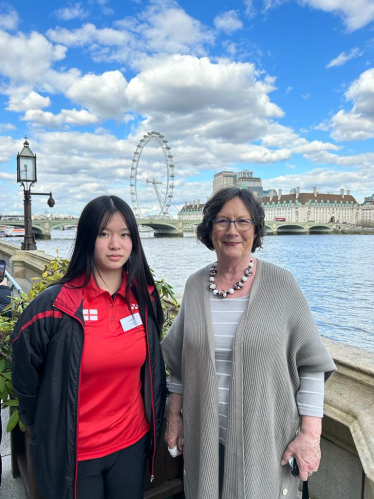 Pauline Latham OBE with constituent Abigail